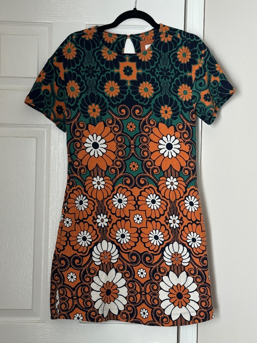 Maeve Anthropologie Floral Shift Mini Dress Mod Retro Size Small Cotton Cozy - Picture 2 of 9